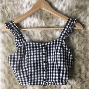 Vintage Black And White Gingham Cropped Top